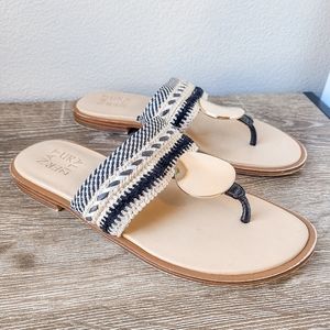 Naturalizer Frankie Thong Sandal in Black and White Woven Fabric